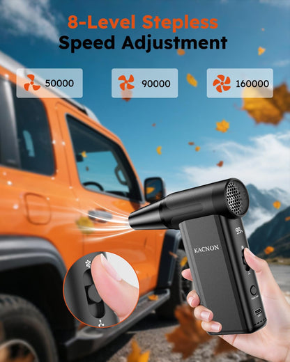 KACNON High-Speed Electric Air Duster 160000 RPM, Cordless Turbo Compressed Air Blower with LED Display, Reusable Mini Air Cleaner - PuriLite
