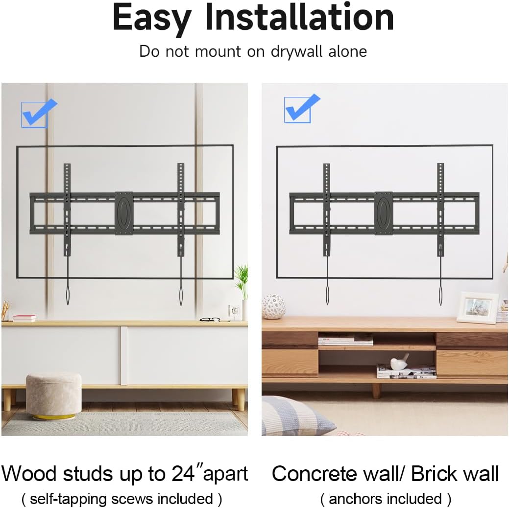 Suptek Tilt TV Wall Mount Bracket for Most 26-60 inch LED, LCD and Plasma TV, Mount with Max 400x400mm VESA and 99lbs Loading Capacity, Fits Studs 16" Apart, Low Profile with Bubble Level - PuriLite