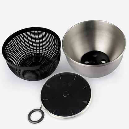 Salad Spinner, Stainless Steel Salad Dried Bowl, Great Capacity Innovative Design Vegetable Dehydrator with Grid and Bowl, Efficient and Easy Drying with Pull System,Silver-A - PuriLite