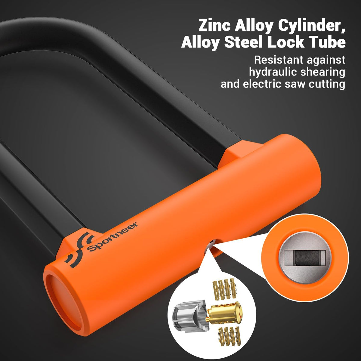 Sportneer Bike Lock: 17mm Heavy Duty Bike U Lock - High-Security Anti-Theft with 12mm x1.5m Steel Cable, 8''x5'' Compact Design, Includes Mounting Bracket for Mountain/Road/Folding/Electric Bikes - PuriLite
