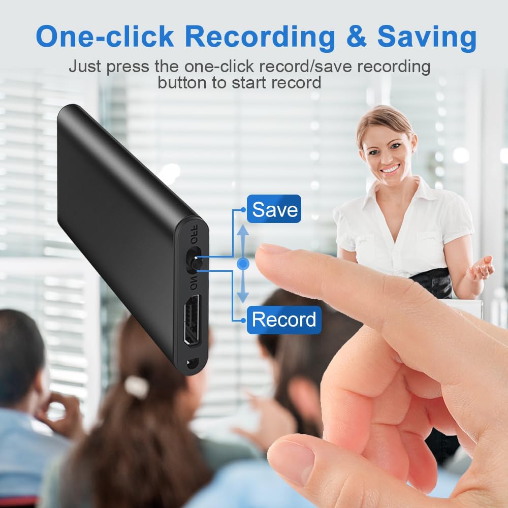 16GB Digital Voice Recorder with AI-Intelligent Triple Noise Reductio，Recorder with Playback for Meetings/Interviews/Classroom - PuriLite