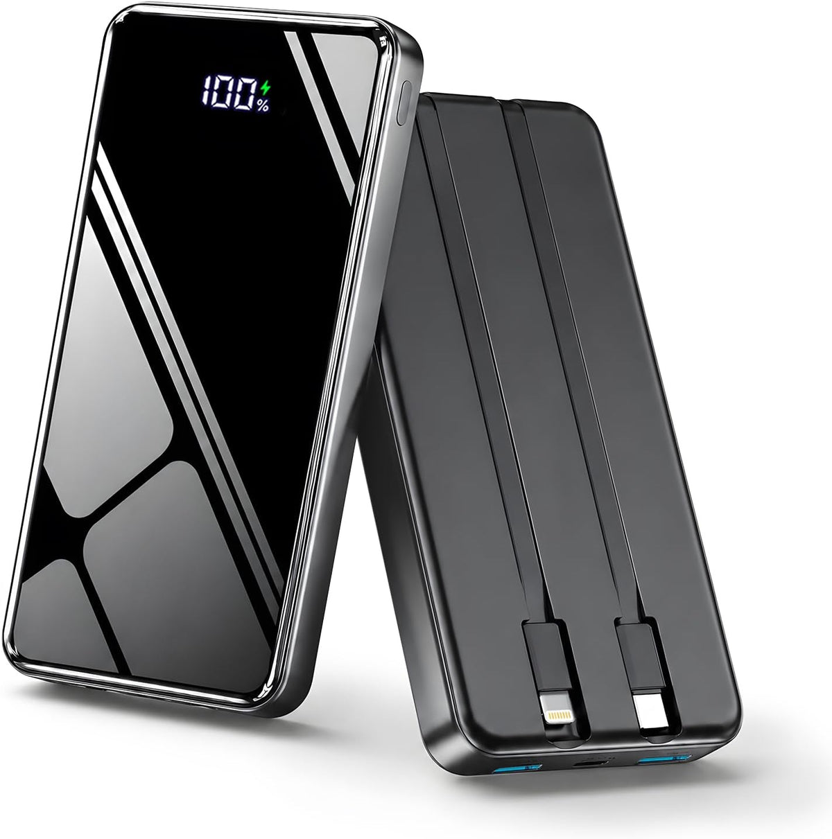 Power Bank 25000mAh,Fast Charging Portable Charger with Built in 2 Cables