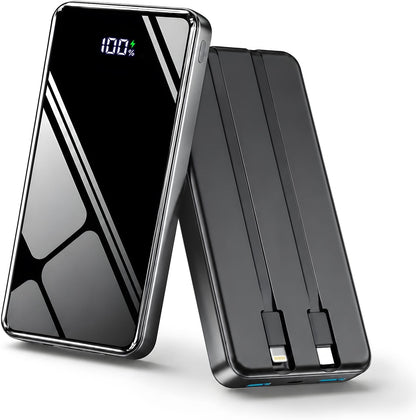 Power Bank 25000mAh,Fast Charging Portable Charger with Built in 2 Cables