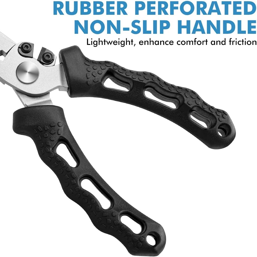 TRUSCEND Lockable Handy Fishing Pliers with Innovative Ergonomic Handle, Saltwater Corrosion Resistant Teflon Coated Fishing Tool, Multi-Function Fishing Gear with Mo-V Cutter, Amazing Fishing Gift - PuriLite