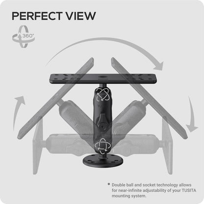 TUSITA Universal Marine Electronic Mount - B Size Medium, Aluminum Fish Finder Mount with 1" Ball for Boat, 360° Rotation, High Salt Water Resistant, Compatible with Garmin, Lowrance and More - PuriLite