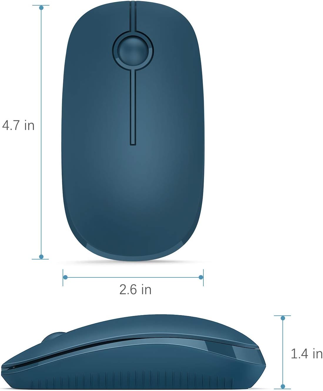 Wireless Mouse, Vssoplor 2.4G Slim Portable Computer Mice with Nano Receiver for Notebook, PC, Laptop, Computer (Black and Gray) - PuriLite
