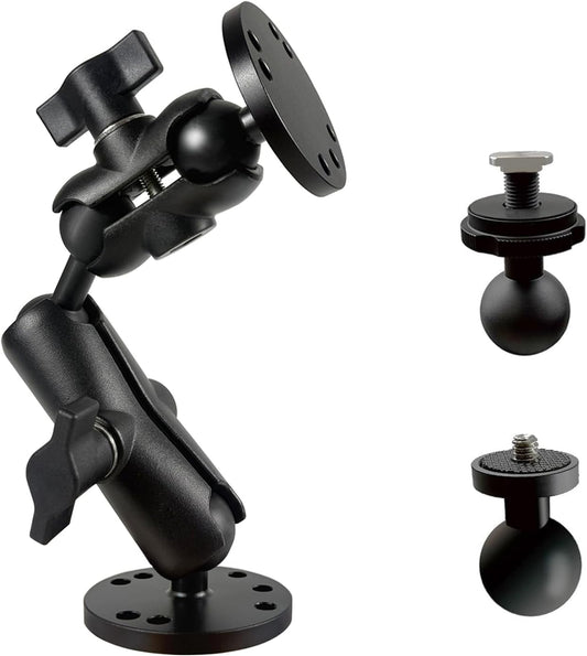 Fish Finder Mount, Aluminum Arm Extension, T-Bolt Attachment for Track Systems, B Size Ball Mount Compatible with RAM, Double AMPS Round Plate for GPS/Boats/Industry - PuriLite