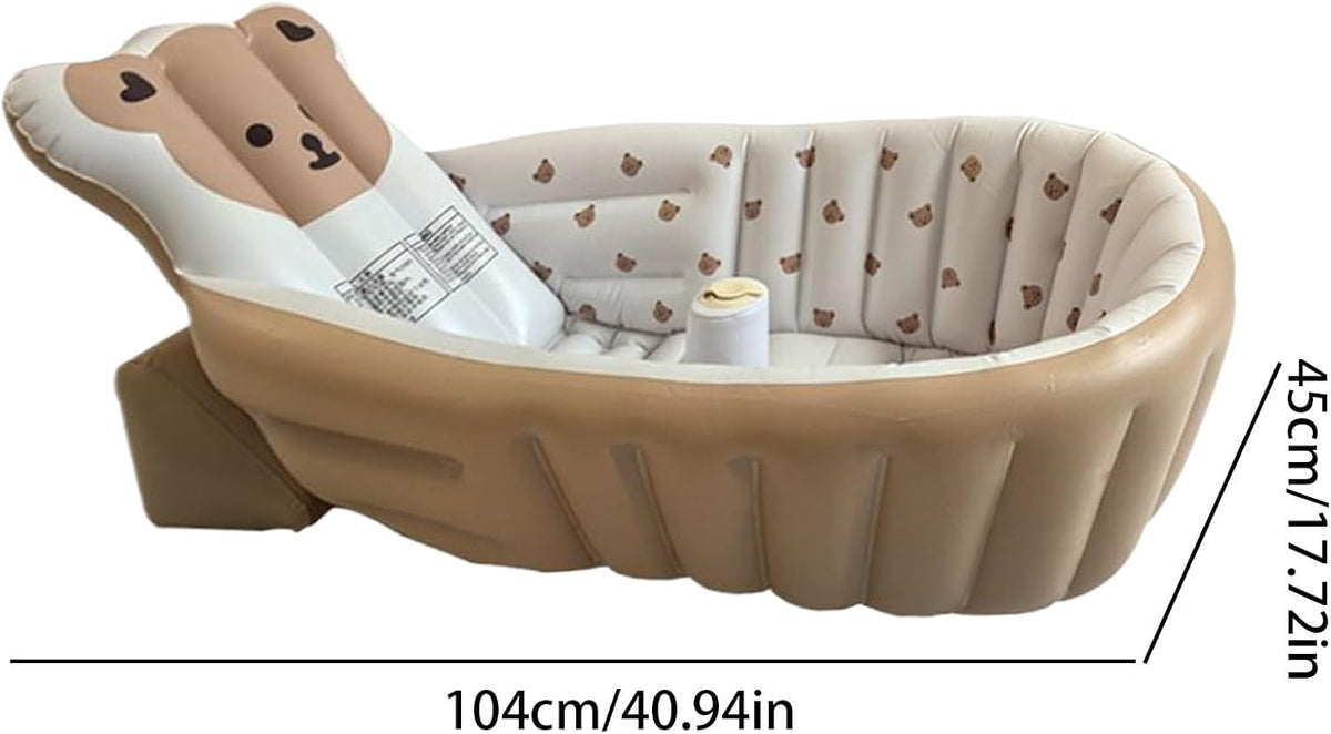 Baby Tubs - Inflatable Toddler Shower Tub - Adjustable Foldable Bathing Support Seat Bathroom Accessories for Beach Pool Outdoor Camping Travel - PuriLite