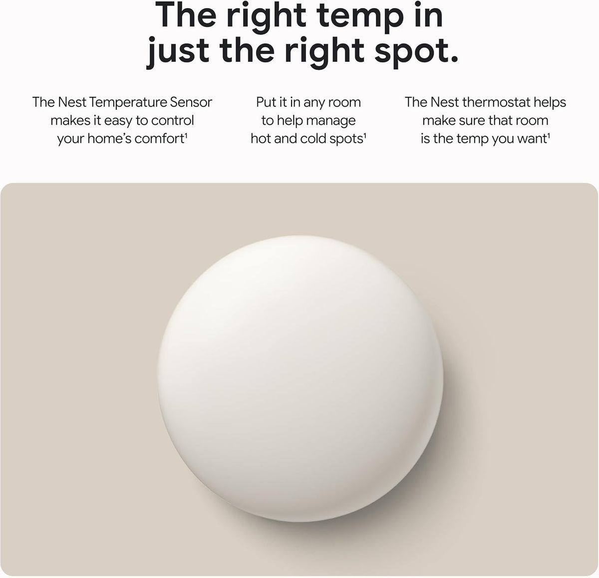 Google Nest Temperature Sensor (2nd Gen) - Room Comfort Sensor with Scheduling - Works with The Nest Learning Thermostat (3rd and 4th Gen) and Nest Thermostat E - Porcelain - PuriLite