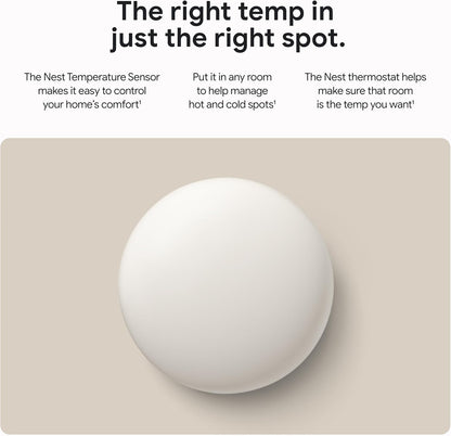 Google Nest Temperature Sensor (2nd Gen) - Room Comfort Sensor with Scheduling - Works with The Nest Learning Thermostat (3rd and 4th Gen) and Nest Thermostat E - Porcelain - PuriLite