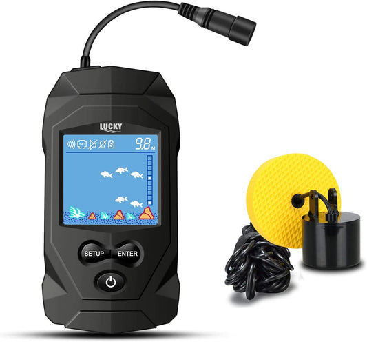 LUCKY Portable Fish Finders Wired Transducer Kayak Fish Finder Kit Portable Depth Finder LCD Display for Kayak Boat Ice Fishing - PuriLite
