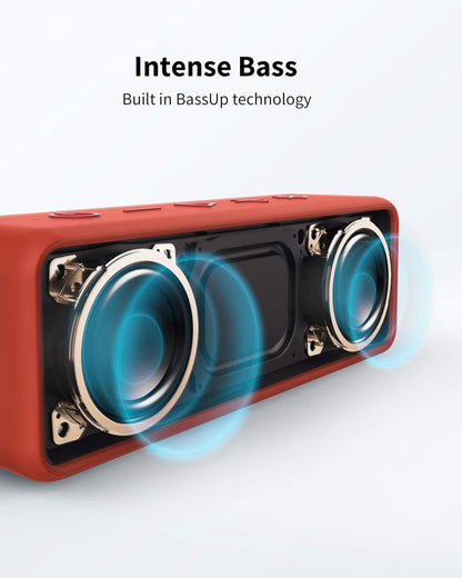 Anker SoundCore 2 Portable Bluetooth Speaker with Better Bass, 24-Hour Playtime, 66ft Bluetooth Range, IPX7 Water Resistance & Built-in Mic, Dual-Driver Wireless Speaker (Red) - PuriLite