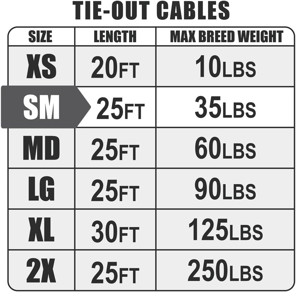 BV Pet Small Tie Out Cable for Dog up to 35 Pound, 25-Feet - PuriLite