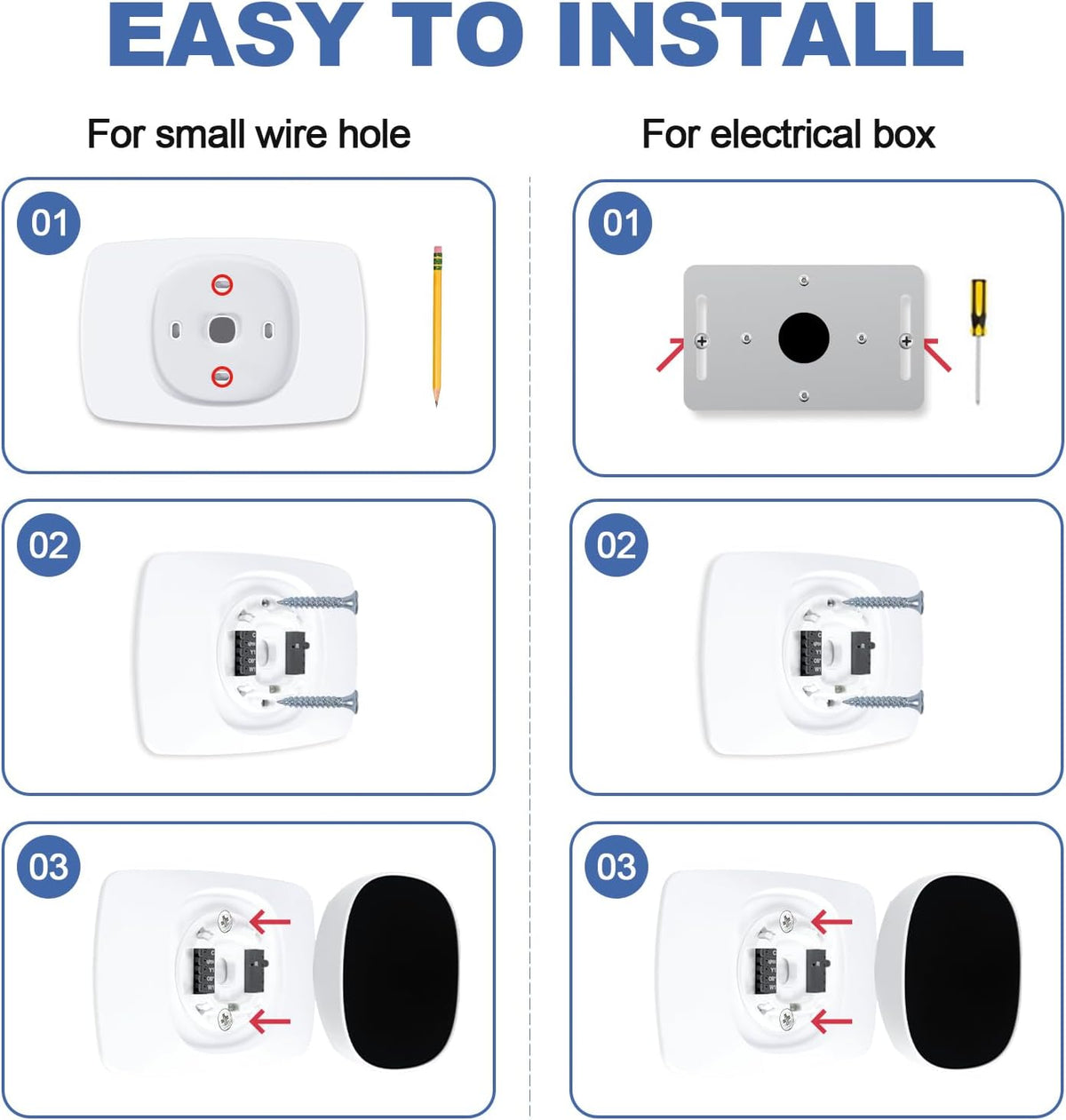 AUURIO Thermostat Wall Plate Compatible with 2025 Smart Thermostat Essential Trim Kit Increased Decorative Coverage Stylish Programmable WiFi Thermostat Accessory Trim Plate Easy Installation - PuriLite