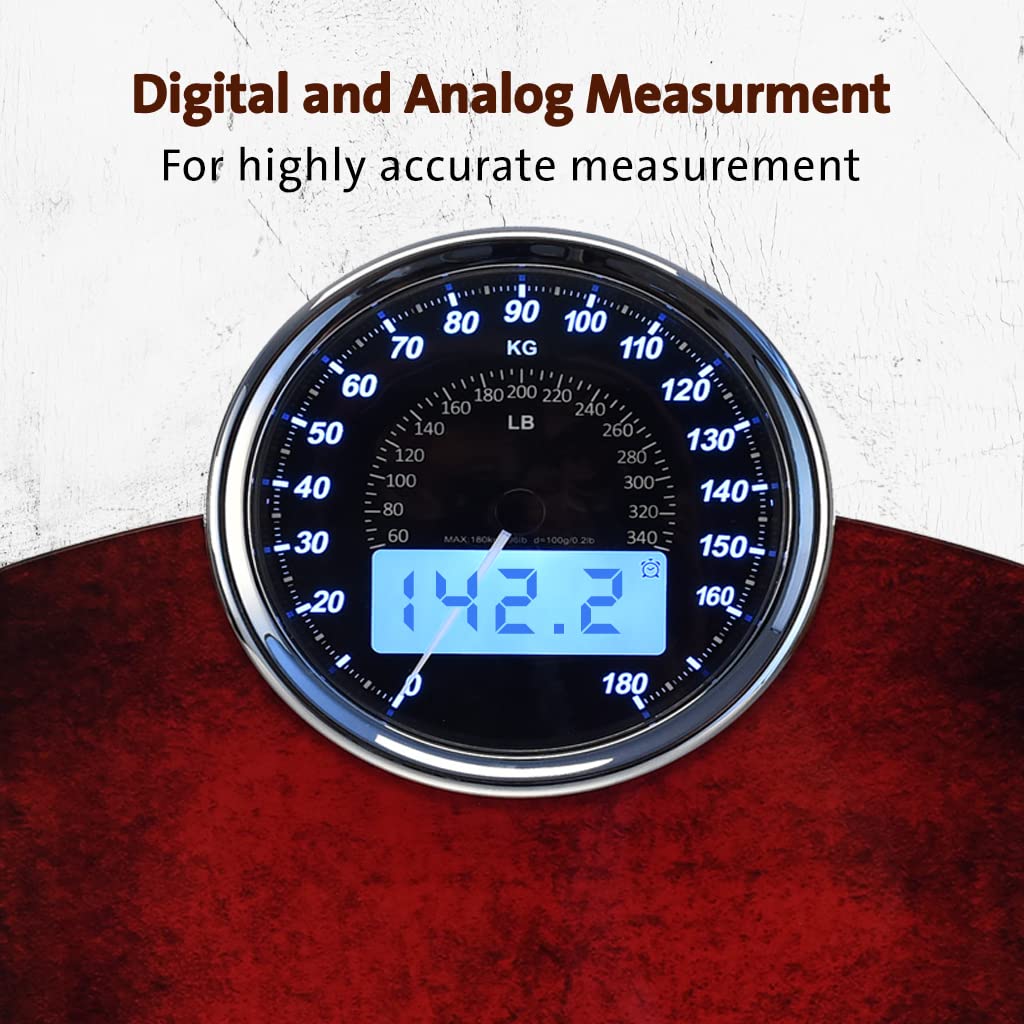 EILISON Highly Advance 2-in-1 Digital & Analog Weighing Scale for Body Weight-400lbs, 4 High Precison GX Sensor Accurate, Thick Tempered Glass, Extra Large Display (White) - PuriLite