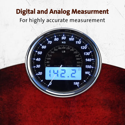 EILISON Highly Advance 2-in-1 Digital & Analog Weighing Scale for Body Weight-400lbs, 4 High Precison GX Sensor Accurate, Thick Tempered Glass, Extra Large Display (White) - PuriLite