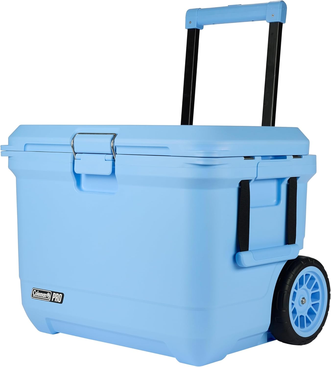 Coleman Pro Heavy-Duty Ultra-Light Premium Hard Cooler, 92/74/36-Can Capacity, Extra-Thick Insulation Keeps Ice up to 5/4/3 Days, 55-Quart Wheeled Cooler or 45/25 qt (No Wheels), Blue Sky - PuriLite