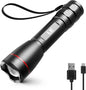 LE Rechargeable Flashlight, LED Flashlight 1000lm USB Tactical Flashlight Rechargeable Ultra Bright, Waterproof Flashlight with 5 Lighting Modes, Zoomable LED Torch Light for Camping, Running, Walking - PuriLite