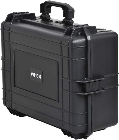 MEIJIA Portable Waterproof Protective Hard Case,Camera Case with Customizable Fit Foam Inserted, Elegant Black (9.17"x 7.56"x4.33") - PuriLite
