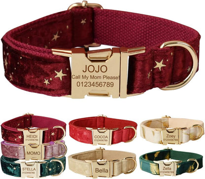 Custom Dog Collar with Metal Buckle - Pet Collars Personalized with Name and Phone Number (Plaid) - PuriLite