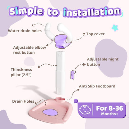 COOSEYA ® Baby Bathtub With Shower Stand Support|Anti-Pinch Soporte para Bañera de Bebé Adjustable Baby Shower Tower, Smart Water Flow Hug Tower for 6-36 Months, Ideal baby shower gifts - PuriLite