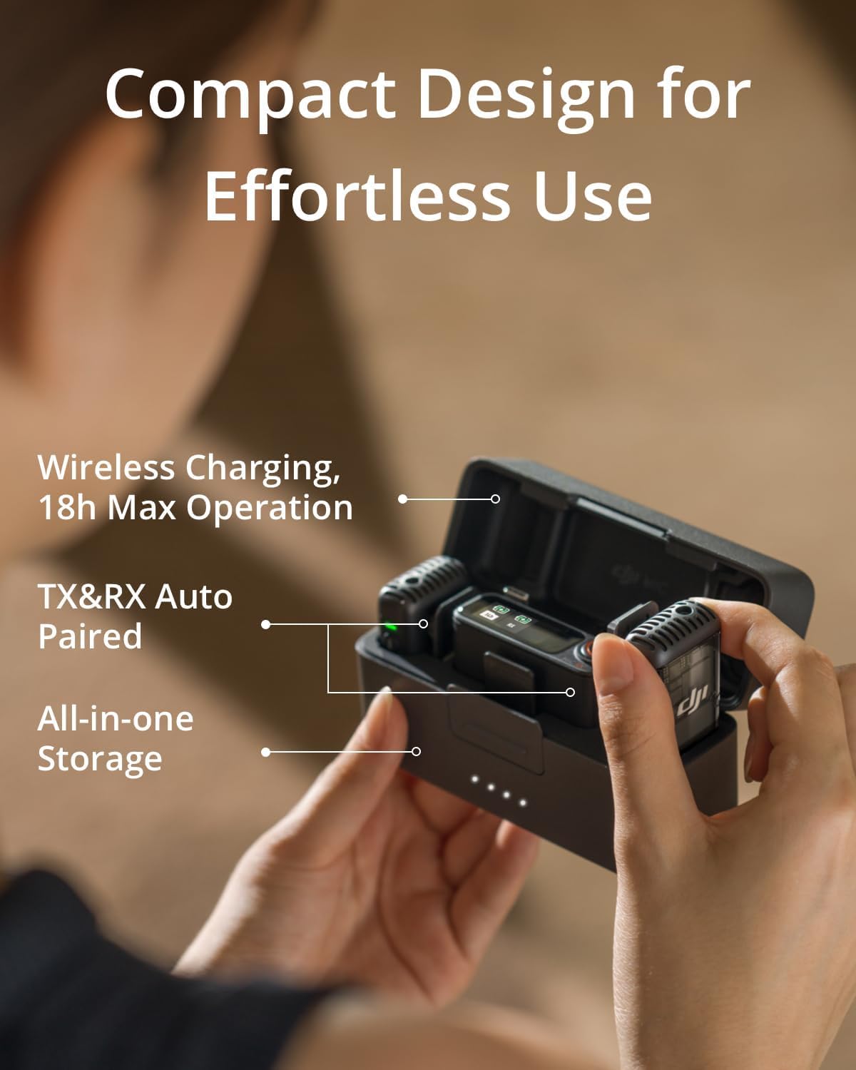 DJI Mic 2 (2 TX + 1 RX + Charging Case), Wireless Lavalier Microphone, Intelligent Noise Cancelling, 32-bit Float Internal Recording, 820 ft.(250m) Range, Microphone for iPhone, Android, Camera - PuriLite