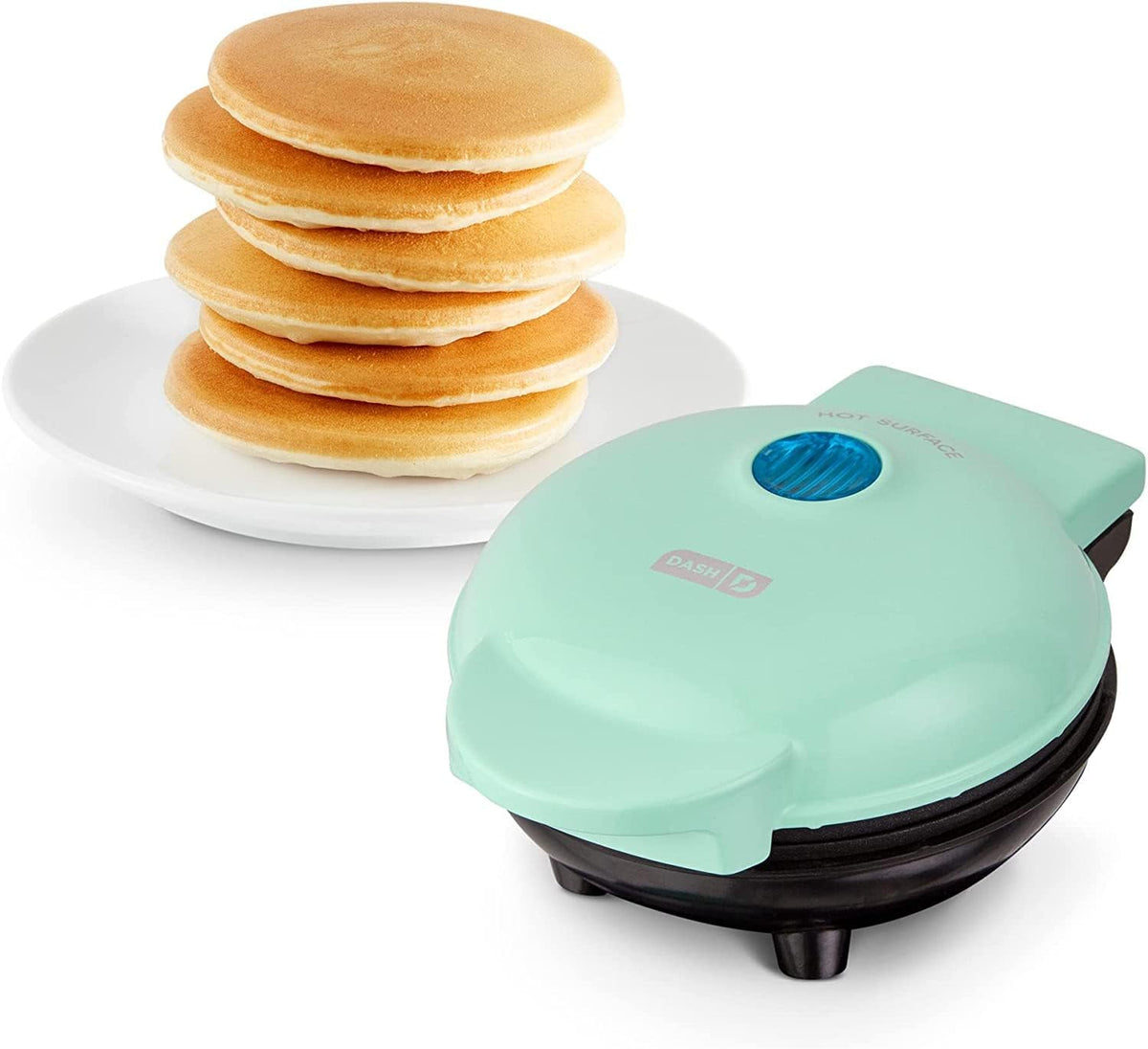 DASH Mini Maker Electric Round Griddle for Individual Pancakes, Cookies, Eggs & Other on The go Breakfast, Lunch & Snacks with Indicator Light + Included Recipe Book - White - PuriLite