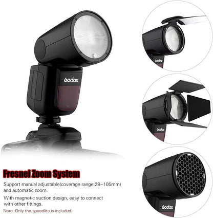 Godox V1C Professional Camera Flash Speedlite Speedlight Round Head Wireless 2.4G Replacement for Canon EOS Series 1500D 3000D 5D Mark LLL 5D Mark ll for Wedding Portrait Studio Photography - PuriLite