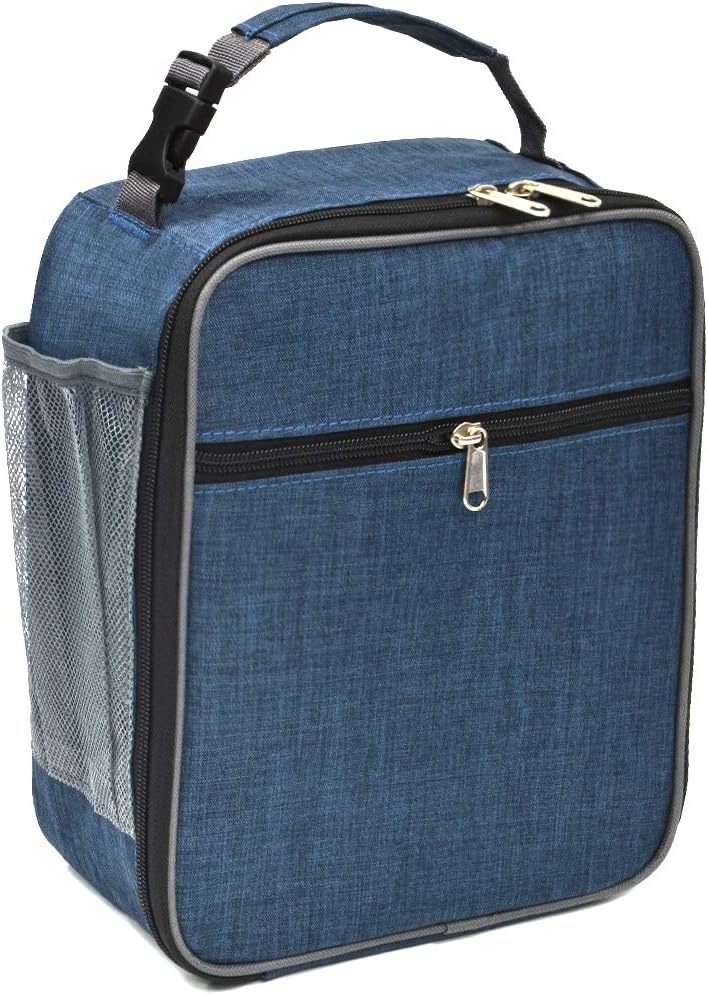 Insulated Lunch Bag, Leakproof Portable Lunch Box for Women Men Boys Girls, Large Capacity Cooler Bag with Handle and Bottle Pocket for Office School Camping Hiking Outdoor Beach Picnic (Black) - PuriLite