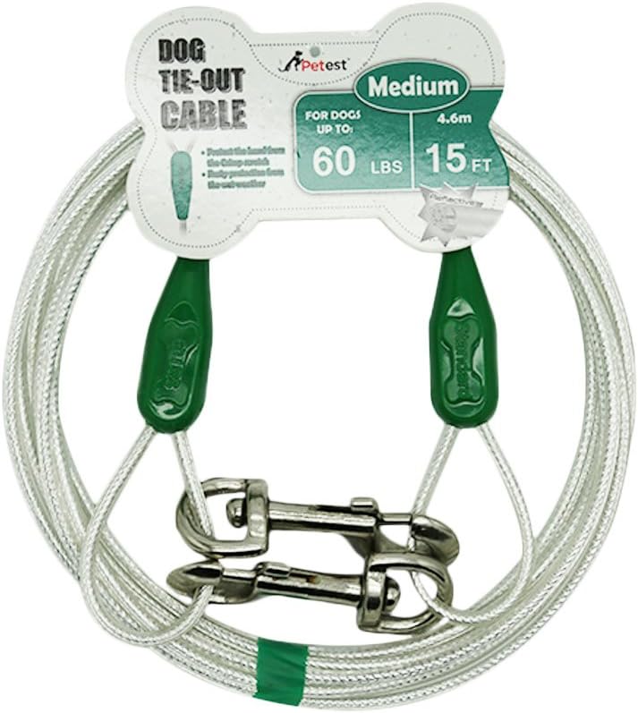Petest 25ft Reflective Tie-Out Cable for Small Dogs Up to 35 Pounds - PuriLite