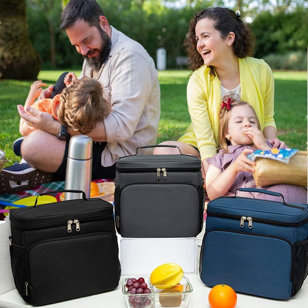 Insulated Lunch Bag for Women/Men Reusable Lunch Box Tote Bag, Large Thermal Cooler Bag with Adjustable Shoulder Strap for Kids and Adult,for Work/School/Outdoor Activity - PuriLite
