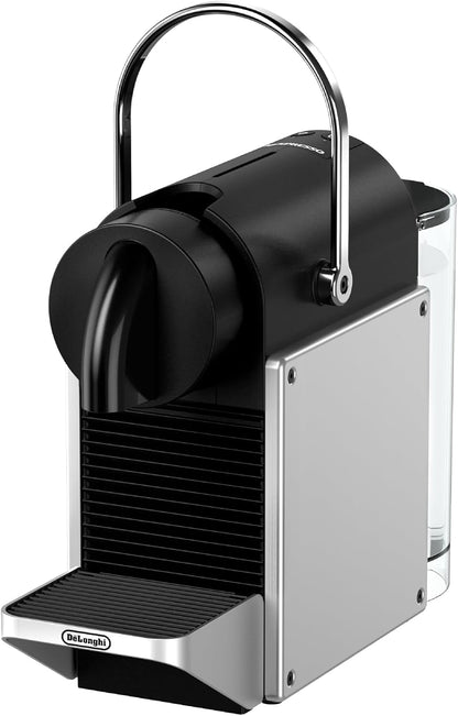 Nespresso Pixie Single Serve Pod Espresso Machine Aluminum By De'Longhi. Compact espresso machine, 19-bar pressure, fast heat-up, 2 cup sizes, brews the full range of espressos.