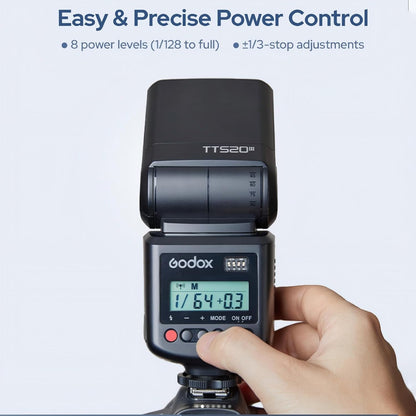 Godox TT520 III TT520III Camera Flash - Godox TT520 II TT520II Upgraded, 433MHz GN33 Manual Flash with RT-16 Transmitter, 1/128-1/1Power(±1/3-stop), S1/S2 Mode,Compatible w/Center-Pin Hotshoe Cameras - PuriLite