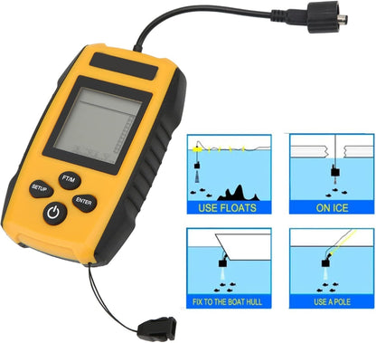 Fafeicy Sonar Fish Finder, Fish Detector, Wired Depth Finder with HD LCD Display, for Boat Fishing Kayak Saltwater - PuriLite