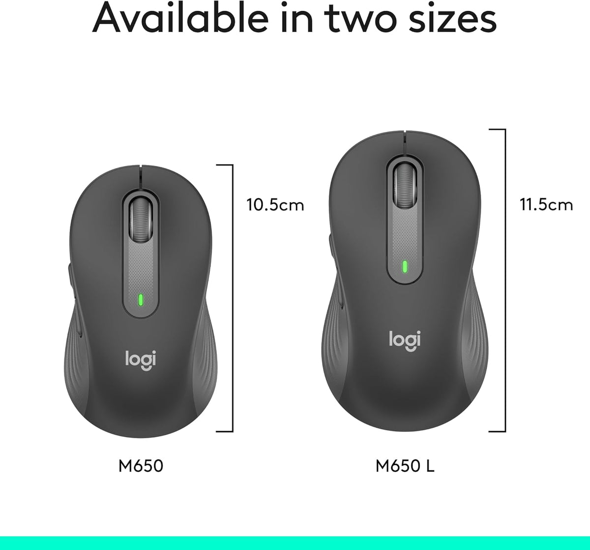 Logitech Signature M650 L Full Size Wireless Mouse - For Large Sized Hands, 2-Year Battery, Silent Clicks, Customizable Side Buttons, Bluetooth, for PC/Mac/Multi-Device/Chromebook - Black - PuriLite