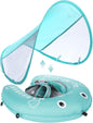 Mambobaby Baby Swim Float with Canopy, Non-Inflatable Solid Baby Float, Upgrade Soft Skin-Friendly Material Infant Swim Float - PuriLite