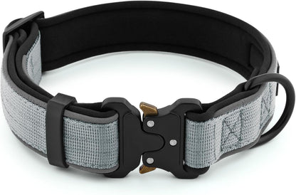 Plutus Pet Tactical Dog Collar, Reflective, Adjustable Heavy Duty Dog Collar, Soft Padded and Comfortable, for Small Medium and Large Dogs (Red, L) - PuriLite