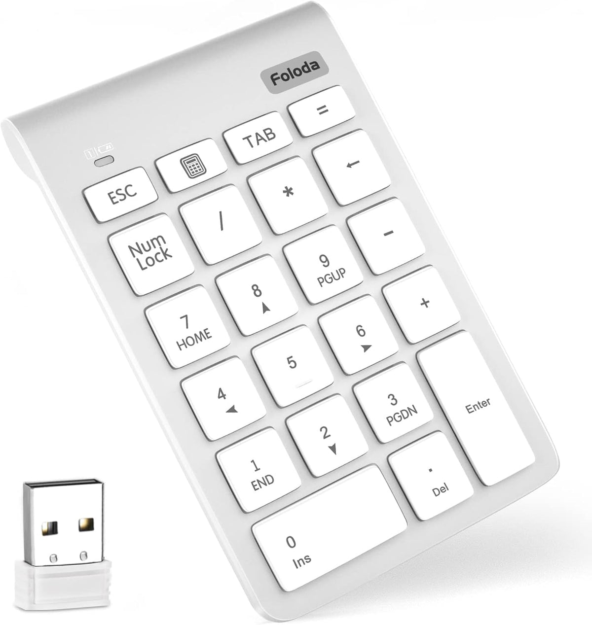 Wireless Number Pad, Portable 2.4Ghz USB 10 Keys Financial Accounting Numeric Keypad Data Entry Numpad for Laptop, PC, Desktop - PuriLite