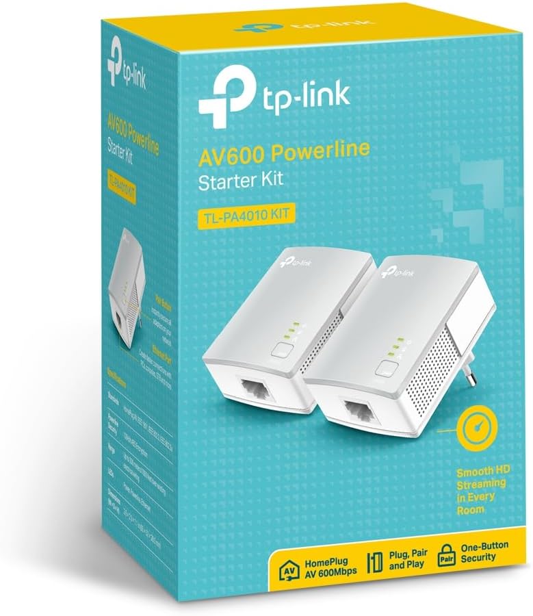 TP-Link AV1000 Powerline Ethernet Adapter(TL-PA7017P KIT) - Gigabit Port, Plug and Play, Extra Power Socket for Additional Devices, Ideal for Smart TV - PuriLite