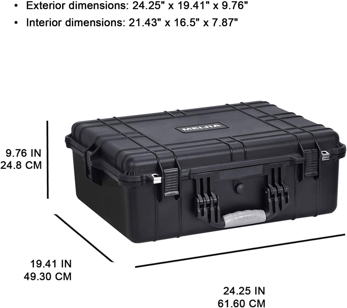 MEIJIA Portable Waterproof Protective Hard Case,Camera Case with Customizable Fit Foam Inserted, Elegant Black (9.17"x 7.56"x4.33") - PuriLite