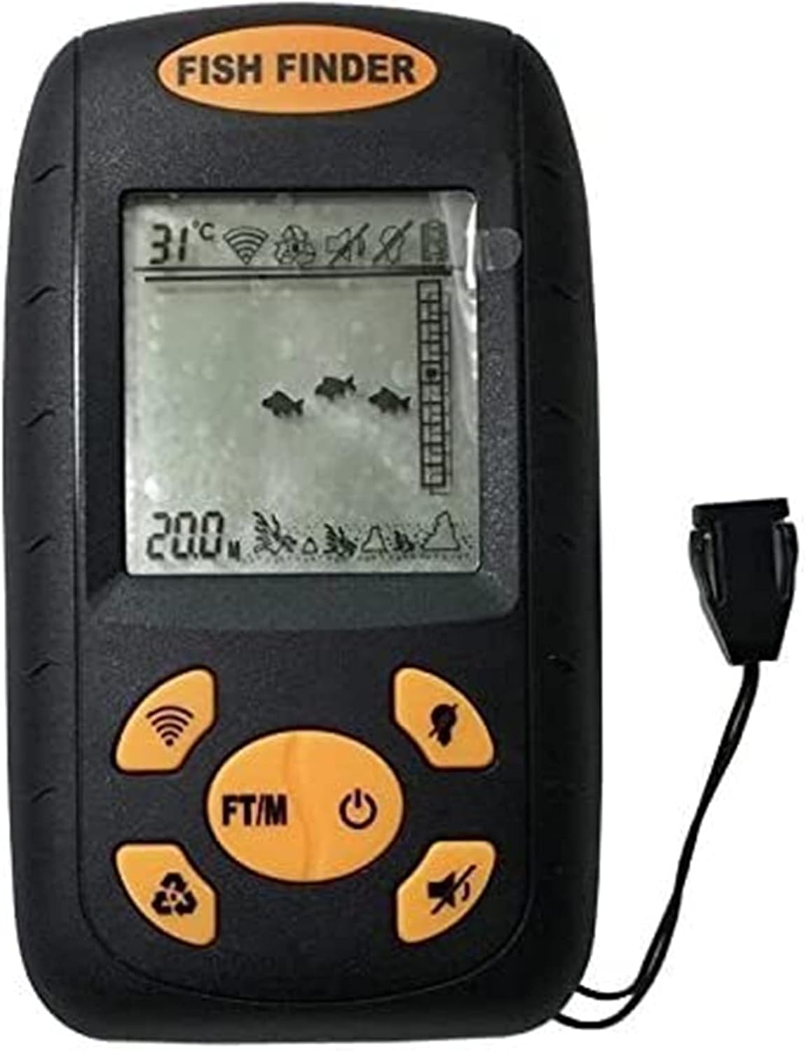 New Sonar Fish Finder Fishing Depth Sonar Sensor Alarm Transduce for Pontoon Boats Lake Rail - PuriLite
