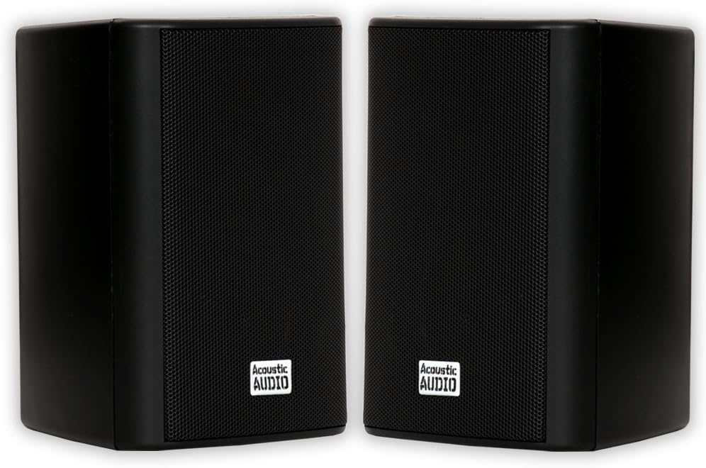 Acoustic Audio AA351B Indoor/Outdoor Speakers, Black, Set of 2 - PuriLite