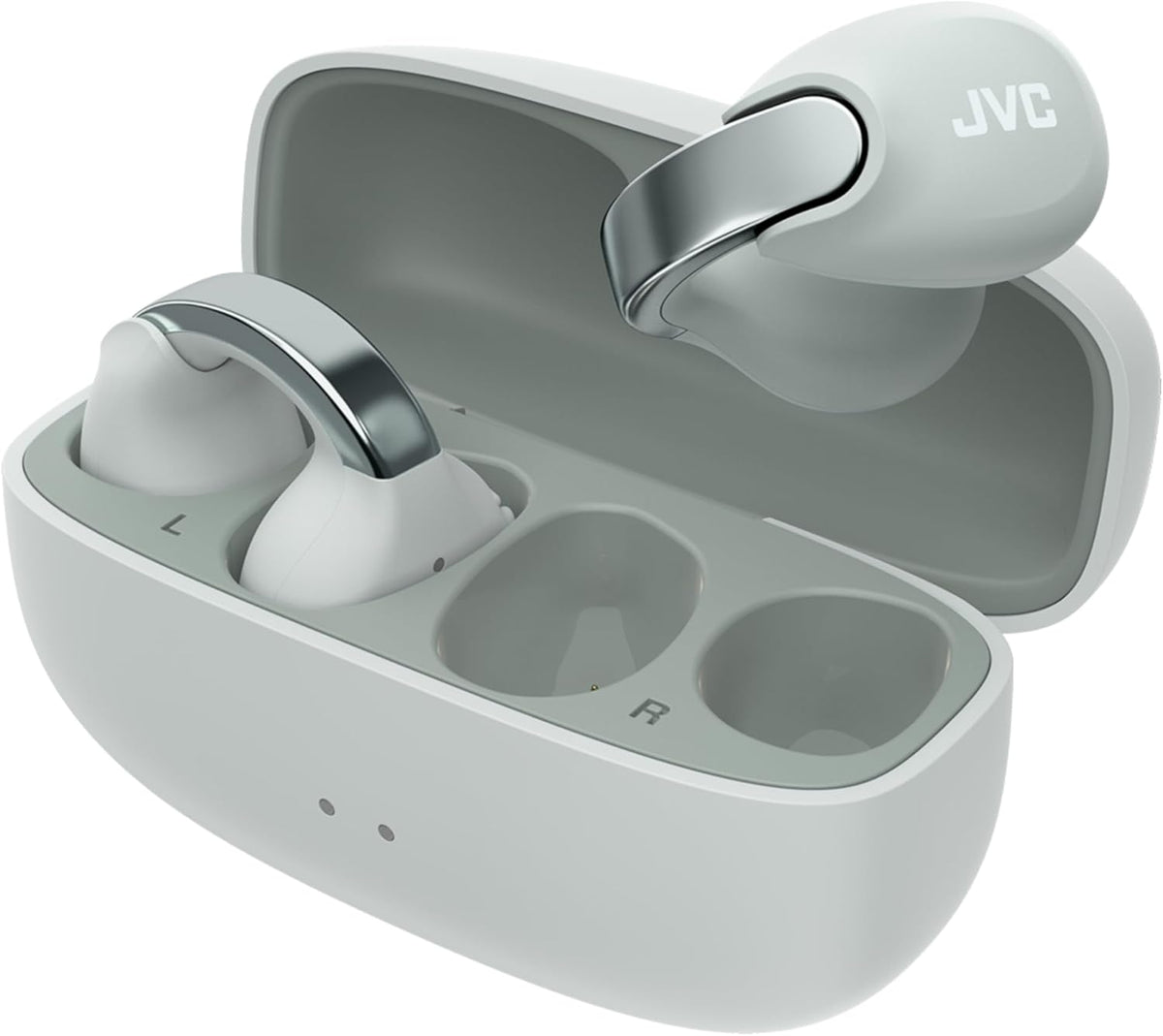 JVC nearphones Open Ear-Cuffs Wireless Headphones with Clasp Mechanism, Multipoint, Single Ear use, BT 5.3, Long Battery Life (up to 24 Hours) - HA-NP1T-A Teal Blue - PuriLite