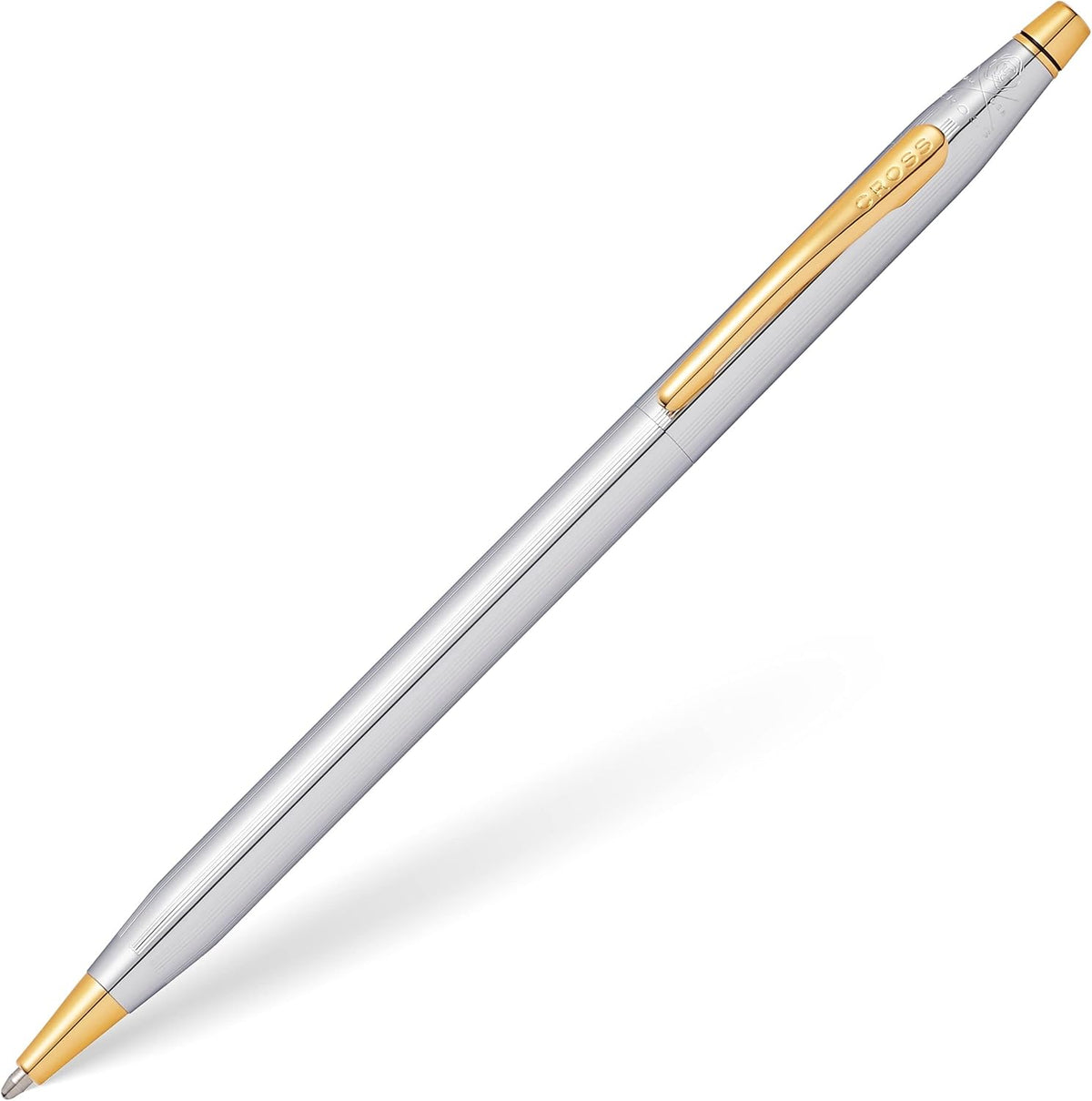 Cross Classic Century, Medalist, Ballpoint Pen, with Polished Chrome and 23 Karat Gold Plated Appointments (3302) - PuriLite