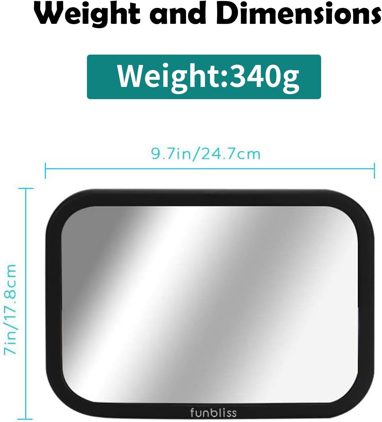 Funbliss Baby Car Mirror for Rear Facing Seat,360° Rotation, Safety CertifiedShatterproof Acrylic Glass, Clear Wide View,Infant Car Mirror for Car Seat Rear Facing,Baby Vehicle Mirror - PuriLite