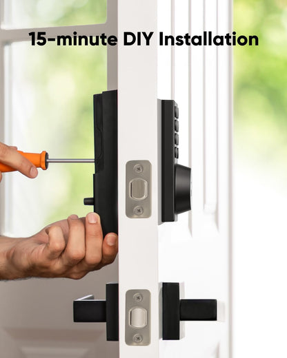 eufy Smart Lock C30, Keyless Entry Door Lock, Built-in WiFi Deadbolt, Smart Lock for Front Door, No Bridge Required, Easy Installation, App Remote Control, Auto Lock, Black - PuriLite