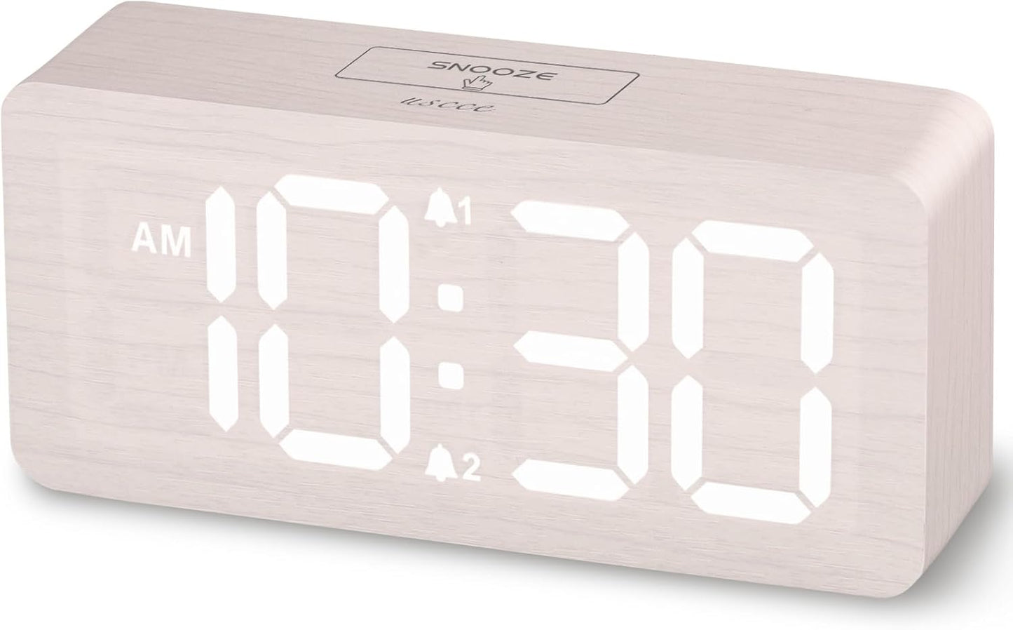Purilite Select Wooden Digital Alarm Clock with Large LED Display - PuriLite