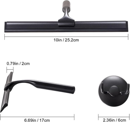 Ettori Shower Squeegee for Glass Doors, Squeegee for Shower Glass Door, Window and Car Glass, Mirrors - All-Purpose Stainless Steel Squeegee, 10 Inches and Black - PuriLite