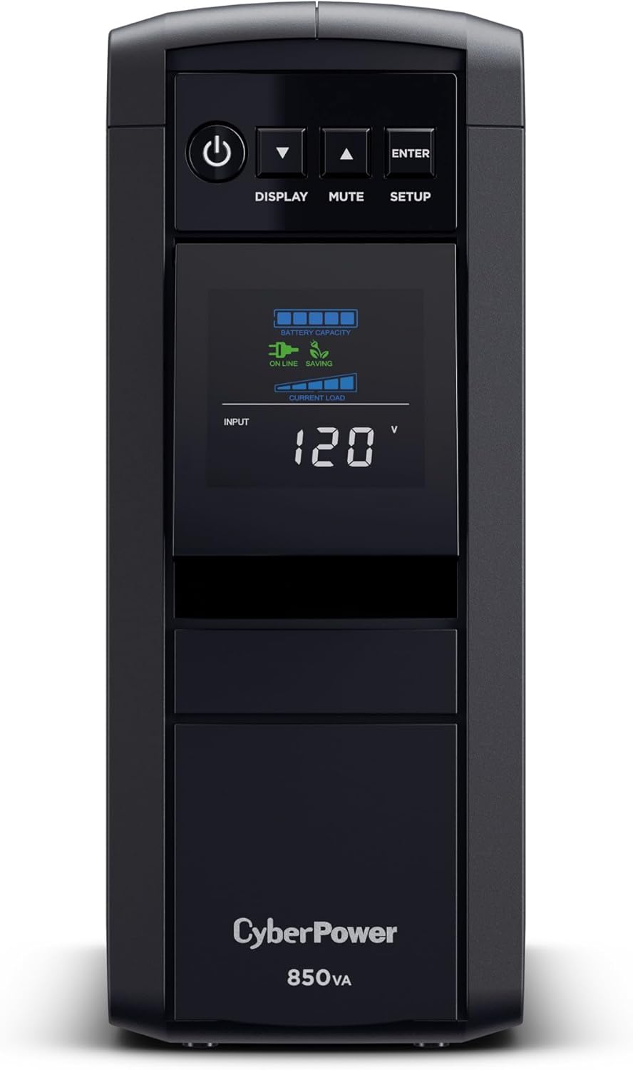 CyberPower CP1500PFCLCD PFC Sinewave UPS System, 1500VA/1000W, 12 Outlets, AVR, Mini Tower, Black - PuriLite