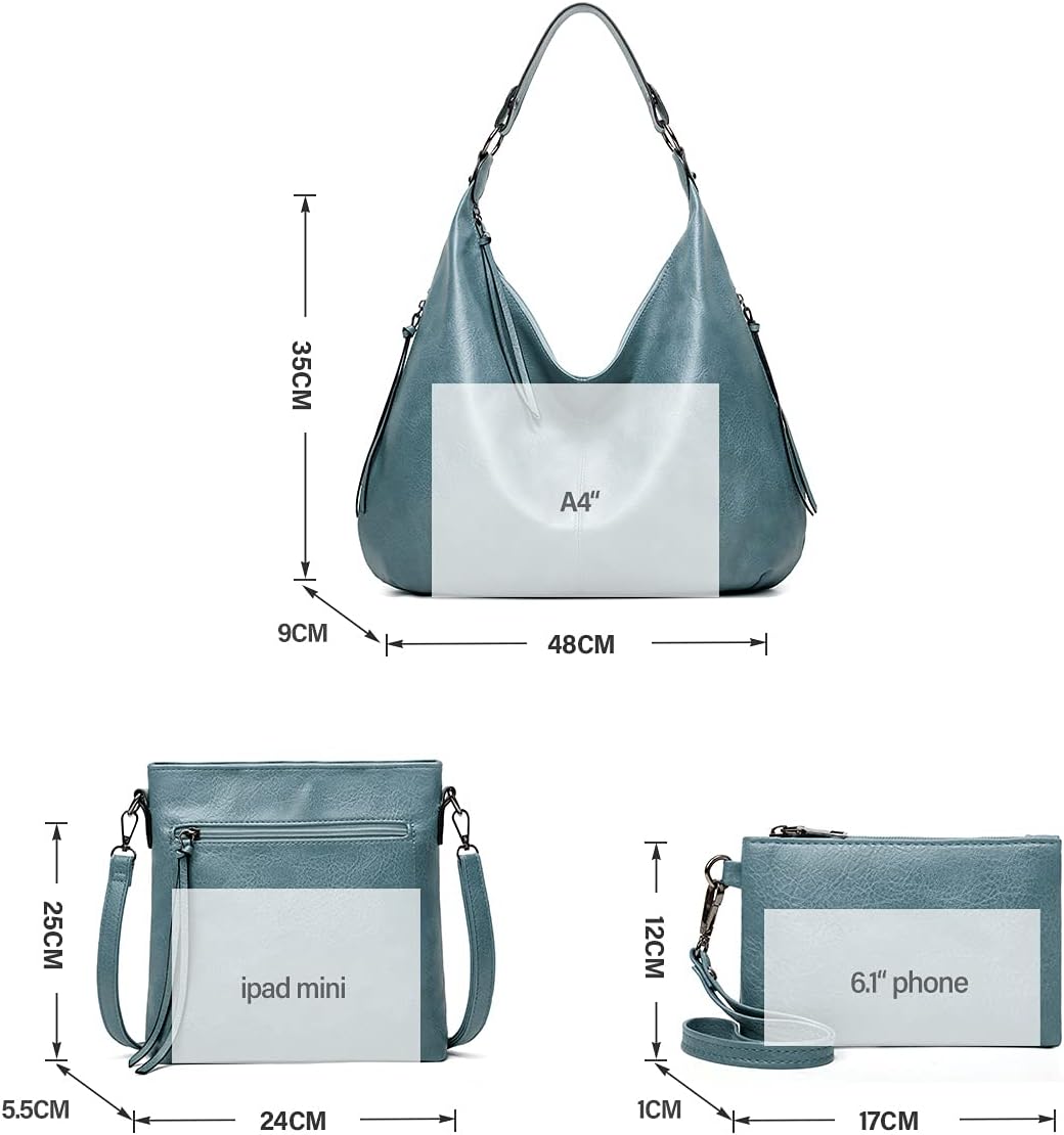 Ashioup Hobo Bags for Women Soft PU Leather Shoulder Bag Vintage Slouchy Handbag with Zipper - PuriLite